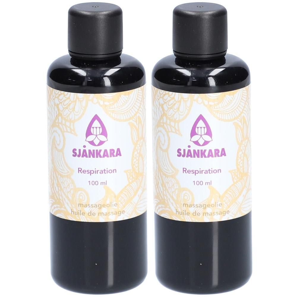 Twee flessen Sjankara Respiration massageolie, 100 ml.