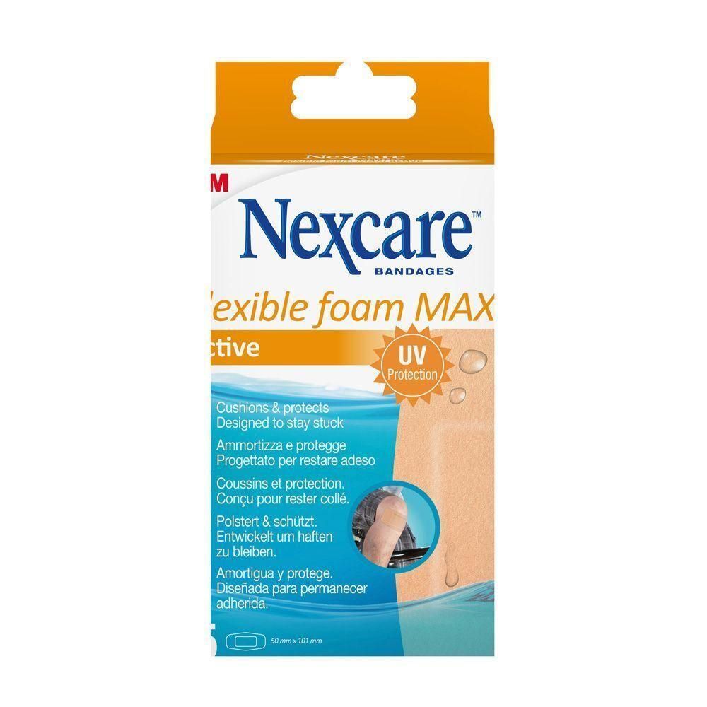 Verpakking Nexcare Flexible Foam Maxi met UV-bescherming opdruk.