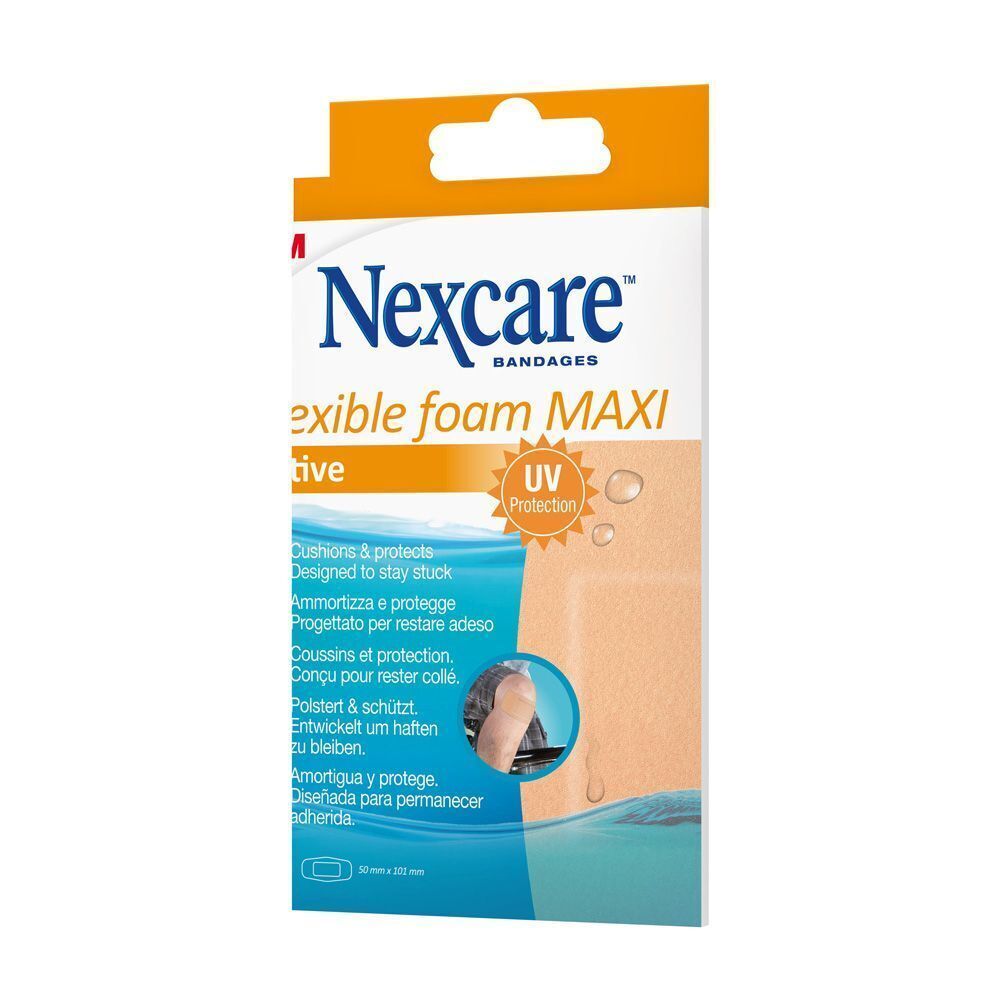 Een verpakking Nexcare Flexible Foam Maxi pleisters, 20x100mm.
