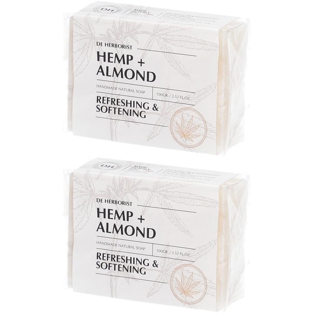 Deux paquets de savon De Herborist Chanvre + Amande. Rafraîchissant & Adoucissant. 100g.