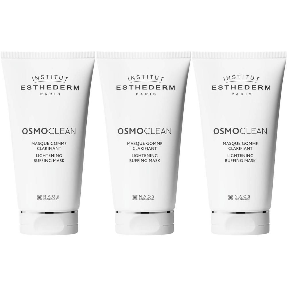 Drie tubes Institut Esthederm Osmoclean Masque Gomme Clarifiant Lightening Buffing Mask.
