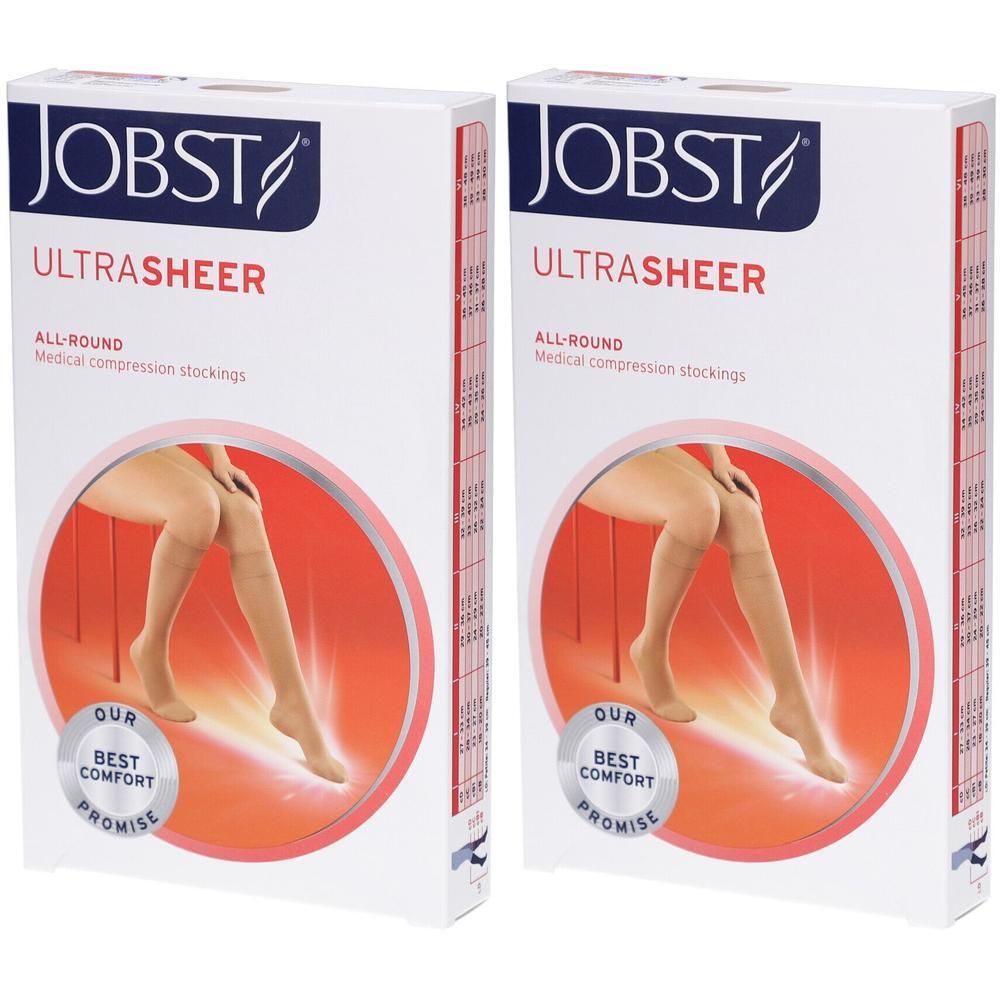 Bas de contention JOBST Ultrasheer, médicaux, couleur chair.