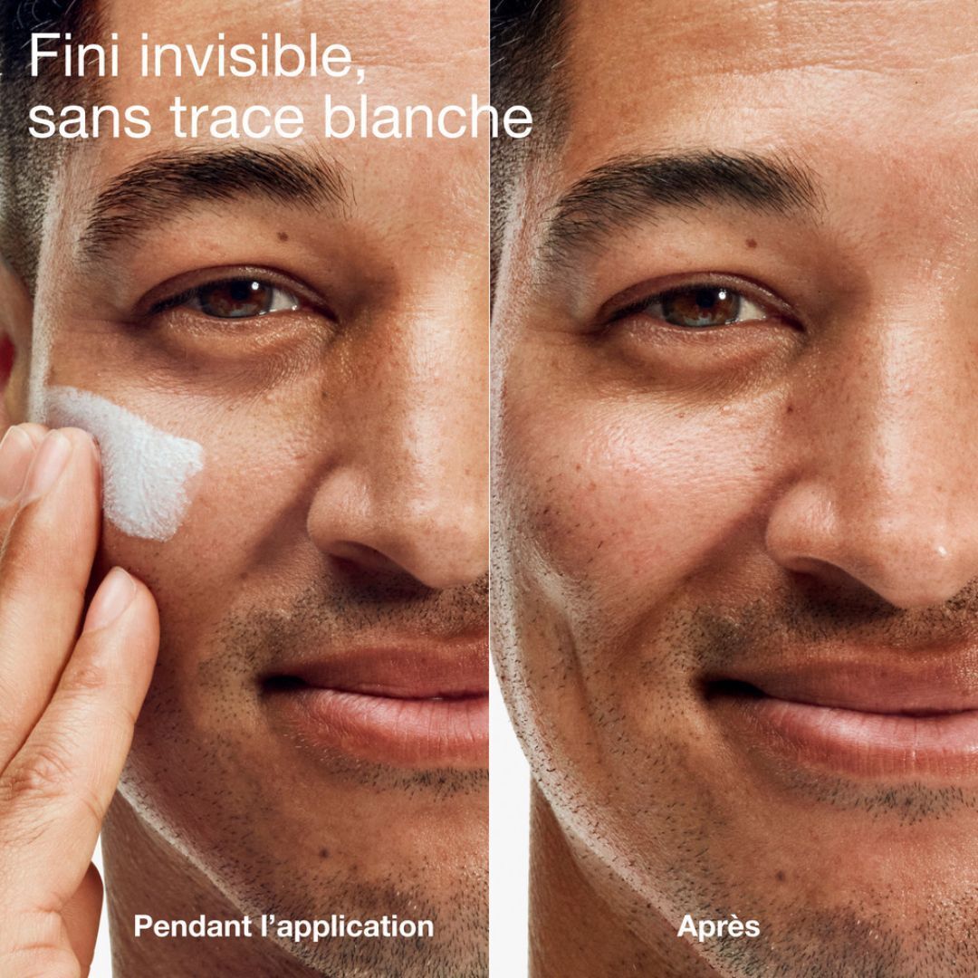 Un homme applique la crème Clinique For Men, sans trace blanche.