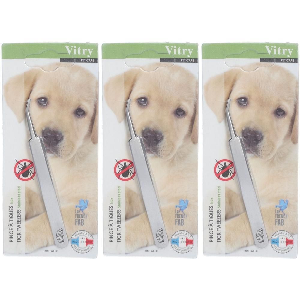 Vitry Pet Care Tekentang van roestvrij staal, verpakking van drie.