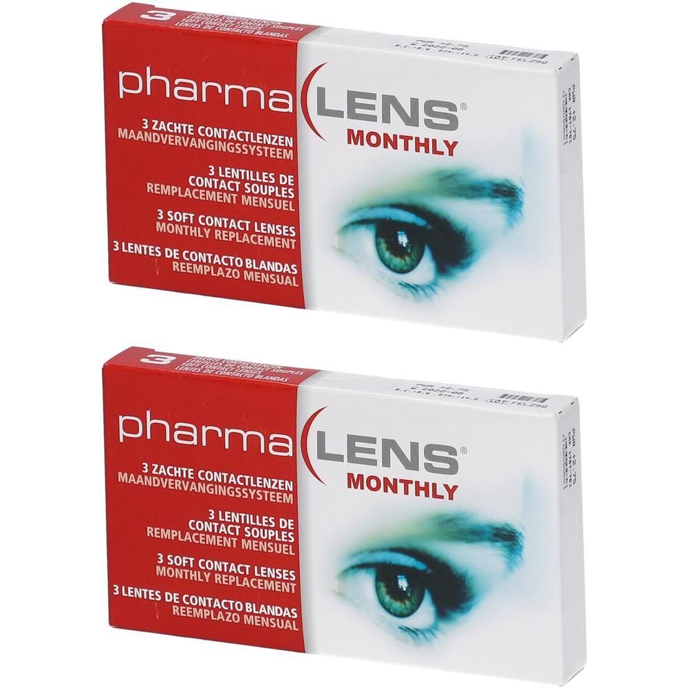 PharmaLens Monthly : 3 lentilles de contact souples à remplacement mensuel.