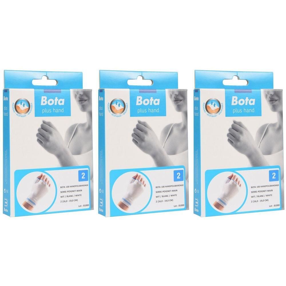 Drie verpakkingen Bota pols-hand-duimbrace, wit, maat 2.
