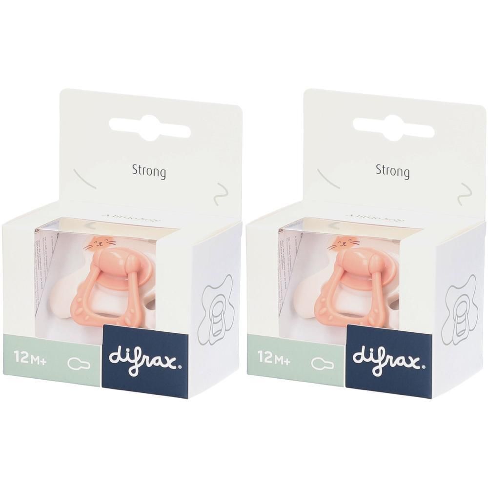 Deux sucettes Difrax rose, 12M+.