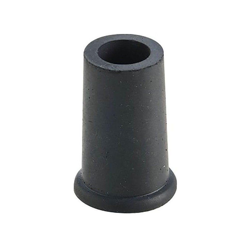 Un embout en caoutchouc noir pour canne, conique avec une base plate.