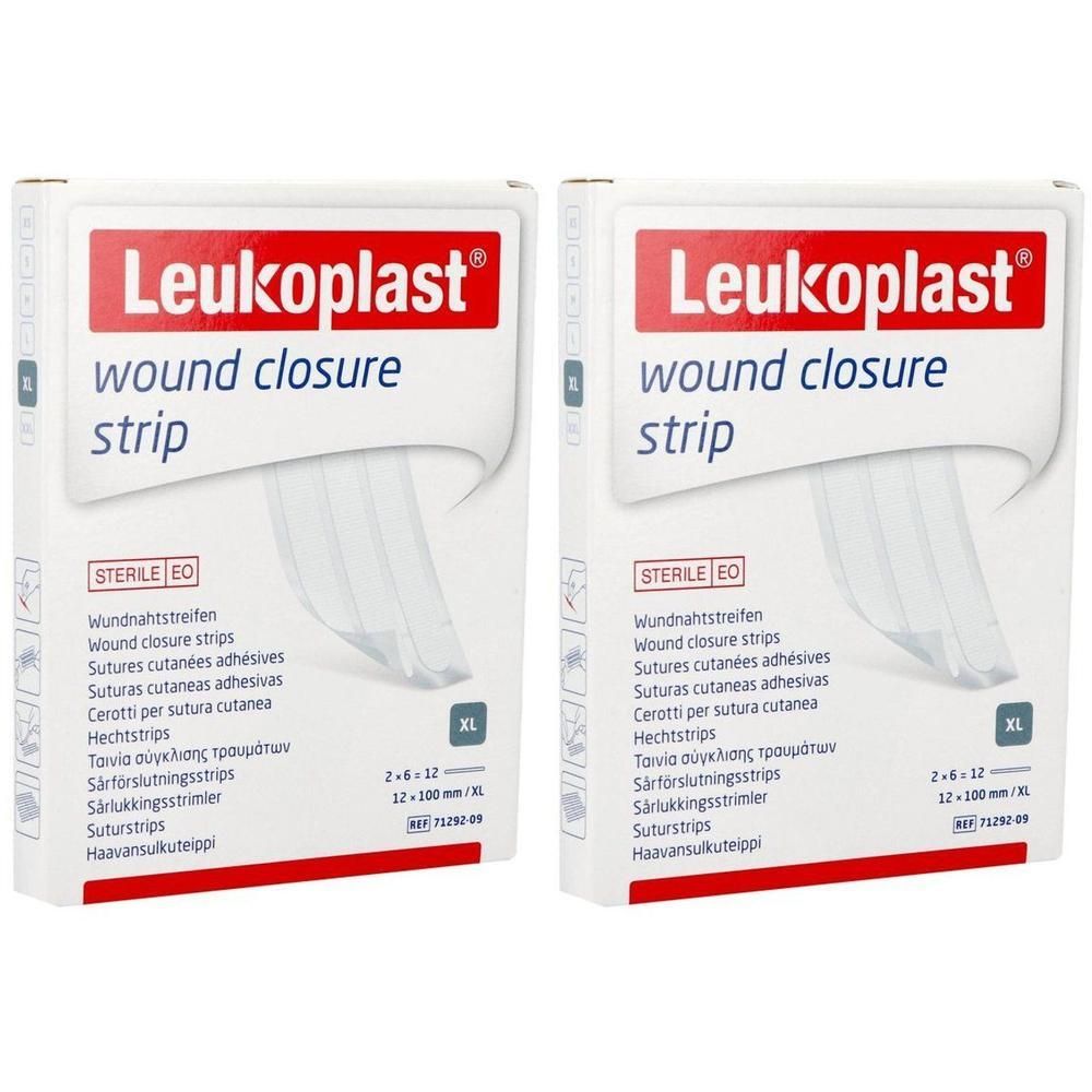 Deux paquets de bandes de fermeture de plaie Leukoplast, taille XL.