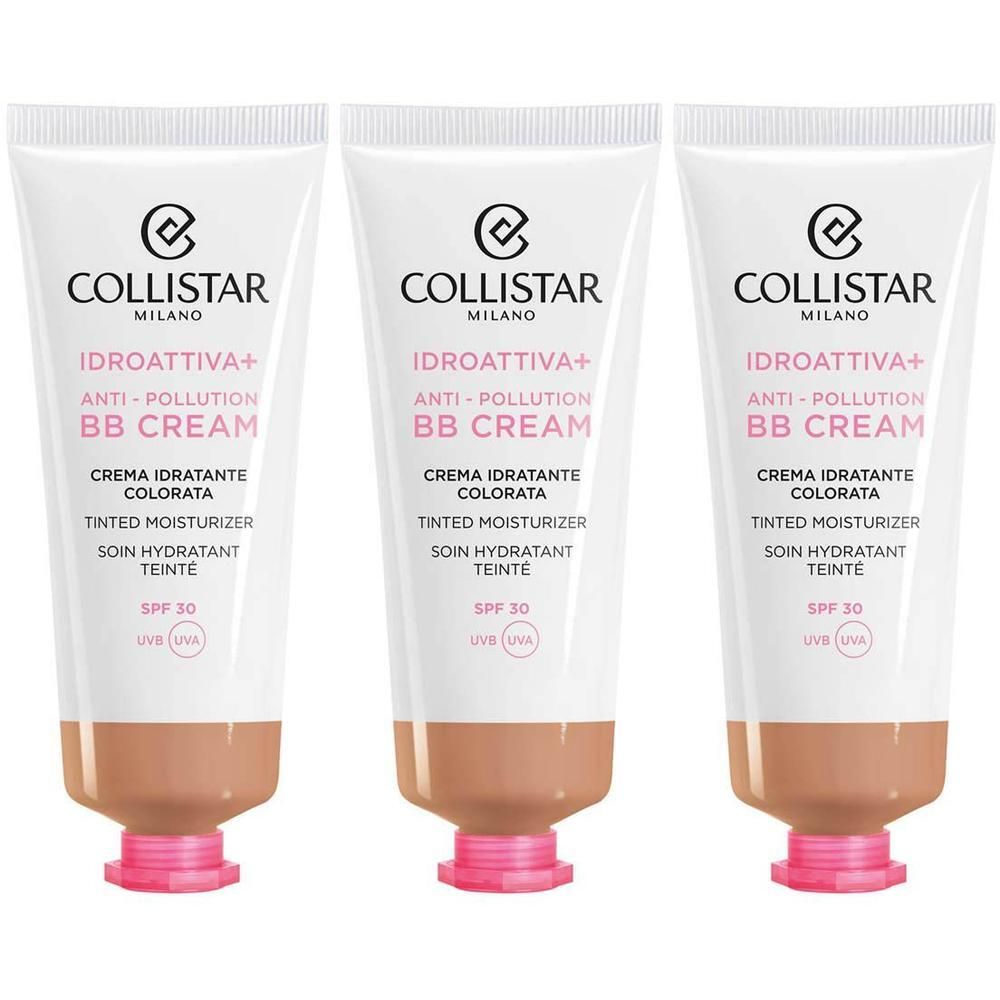 Drie tubes Collistar BB Cream SPF 30, getinte vochtinbrengende crème.