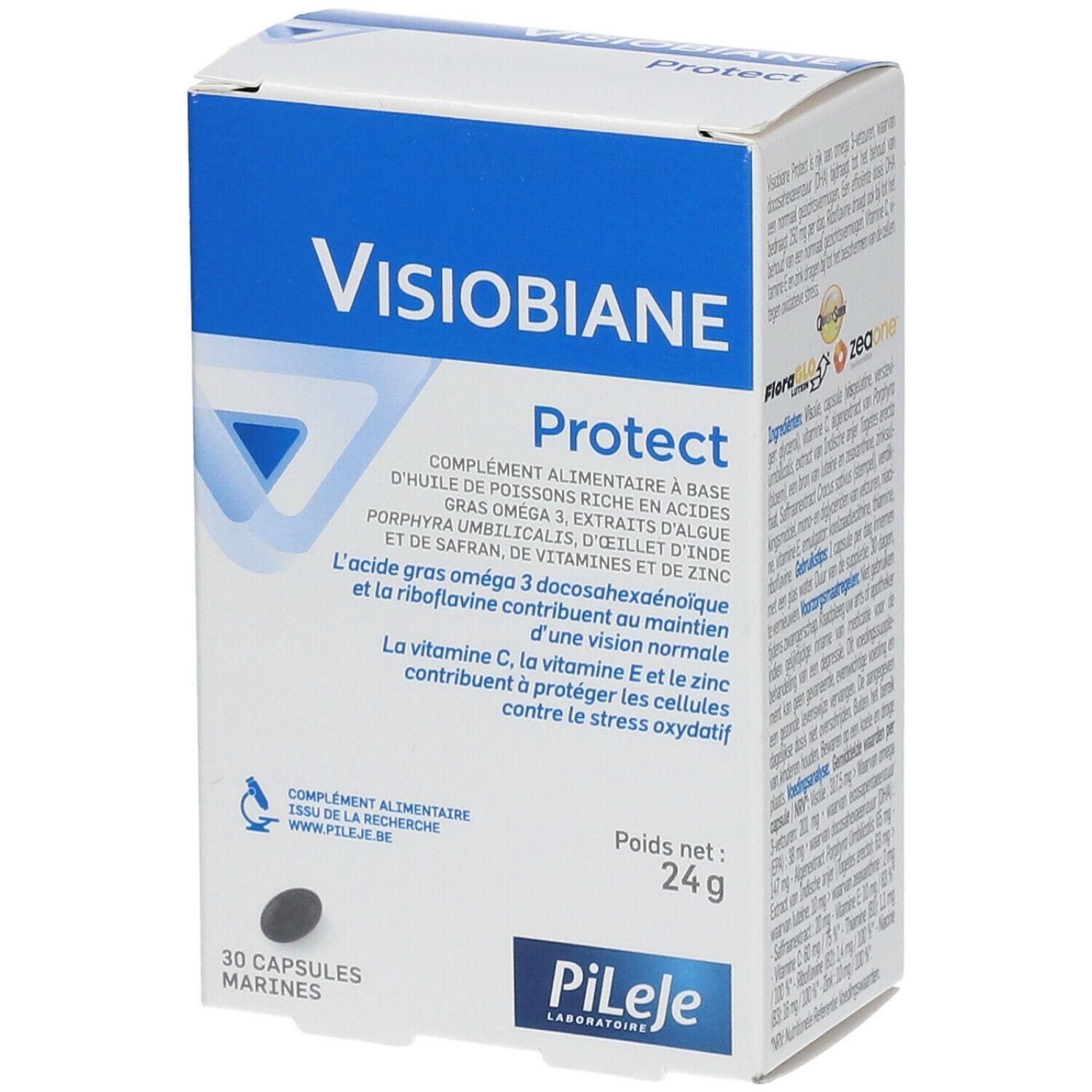 Doos met 30 capsules, PiLeJe Visiobiane Protect.