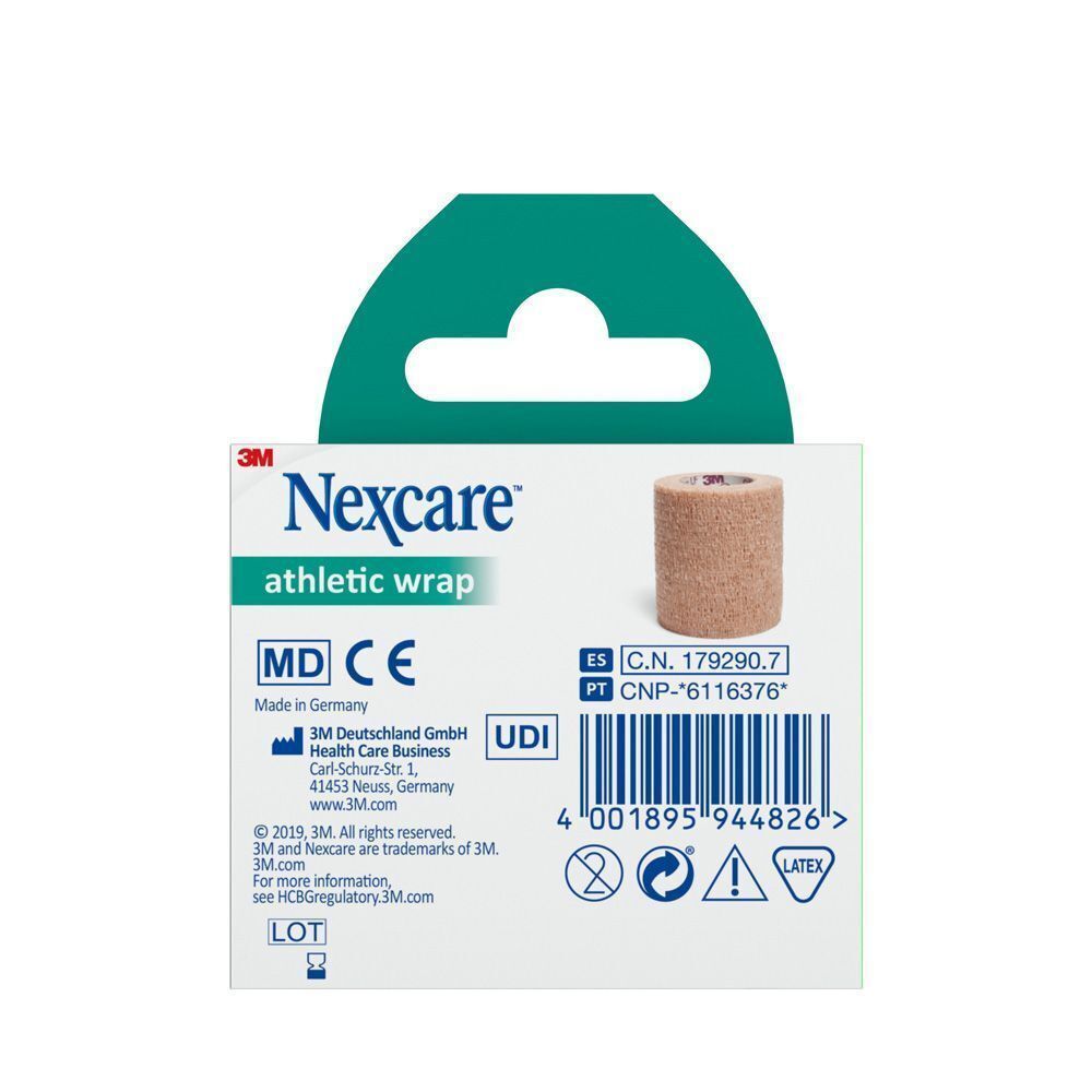 Emballage du 3M Nexcare Athletic Wrap, beige, 5 cm x 2,3 m. Vue détaillée.