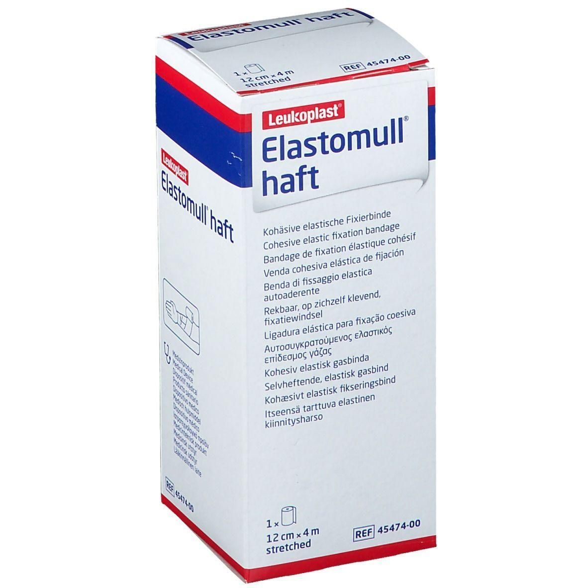 Leukoplast Elastomull haft, cohesieve elastische fixatiebinde, 12 cm x 4 m.
