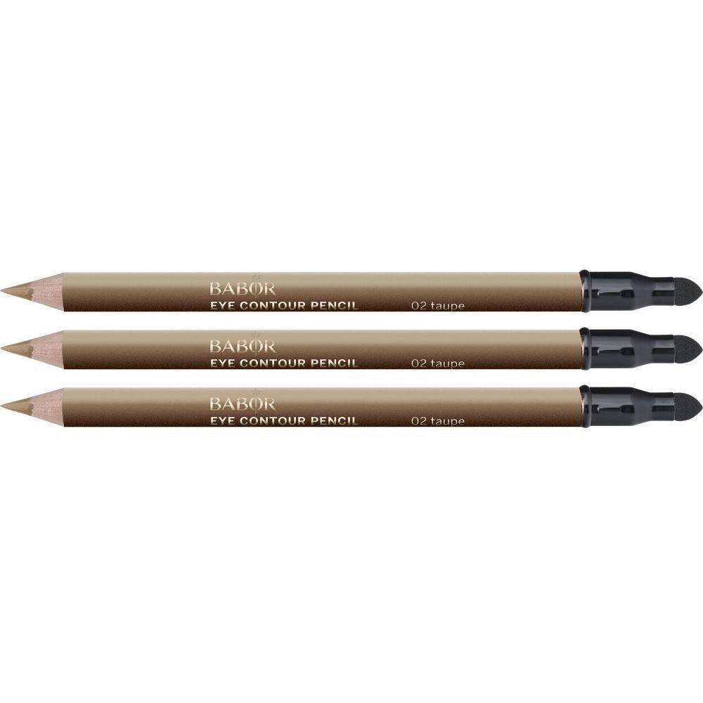 Trois crayons contour des yeux marron avec applicateur noir.
