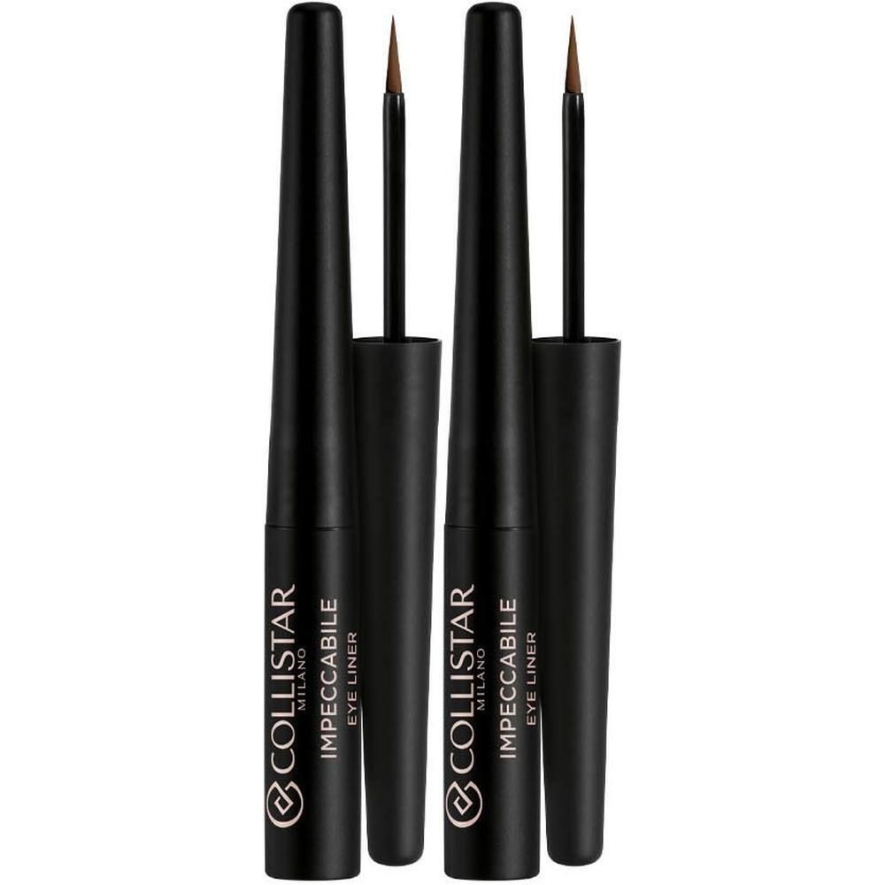 Twee zwarte flacons Collistar Impeccabile Eye Liner Bruin.