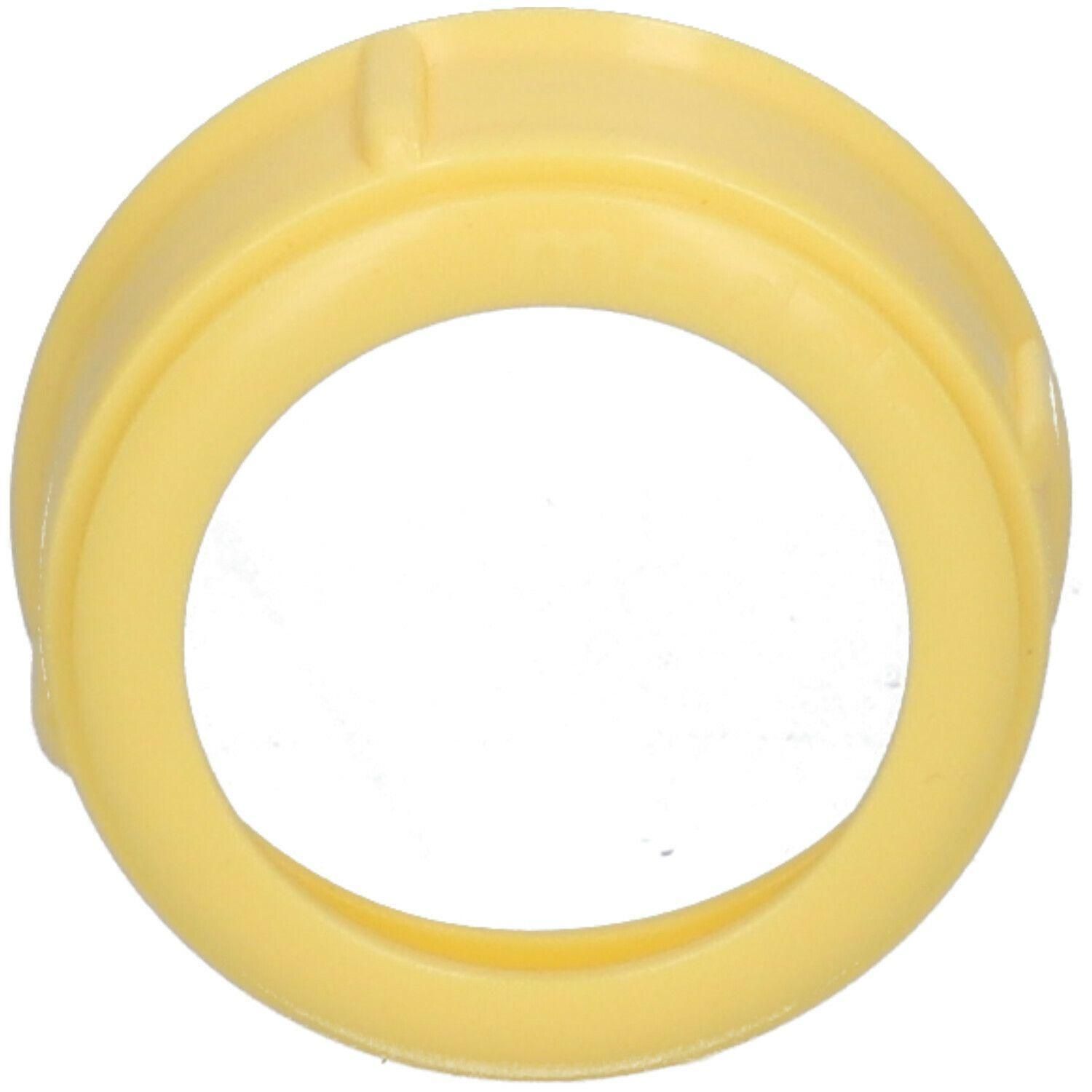 Gele plastic ring met groeven.