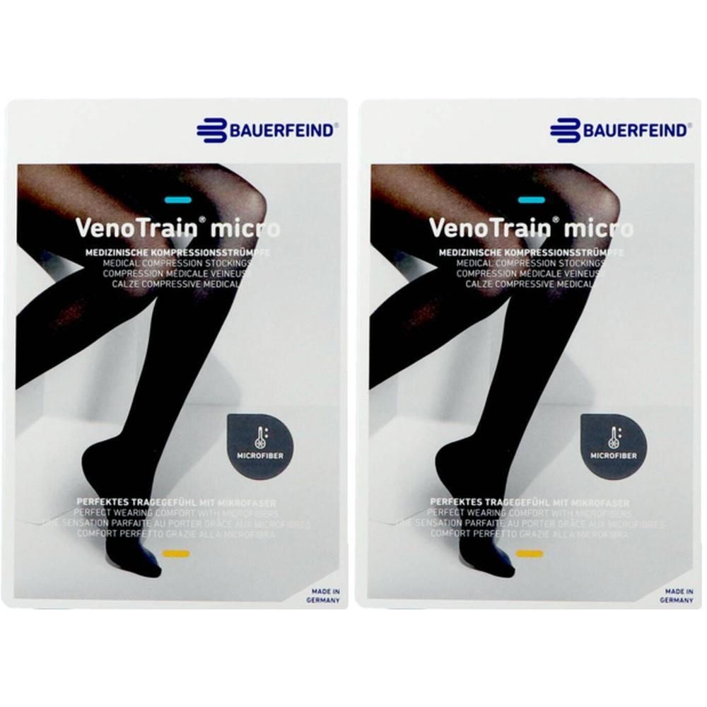 Bauerfeind VenoTrain Micro bas de contention noirs. Matière microfibre. Fabriqué en Allemagne.