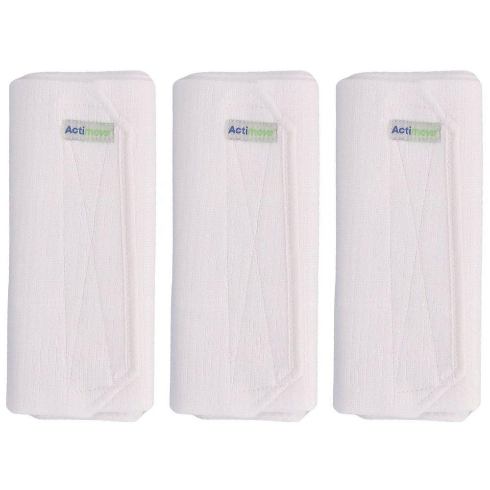 Drie witte Actimove buikbanden, 3-paneel, 23 cm.