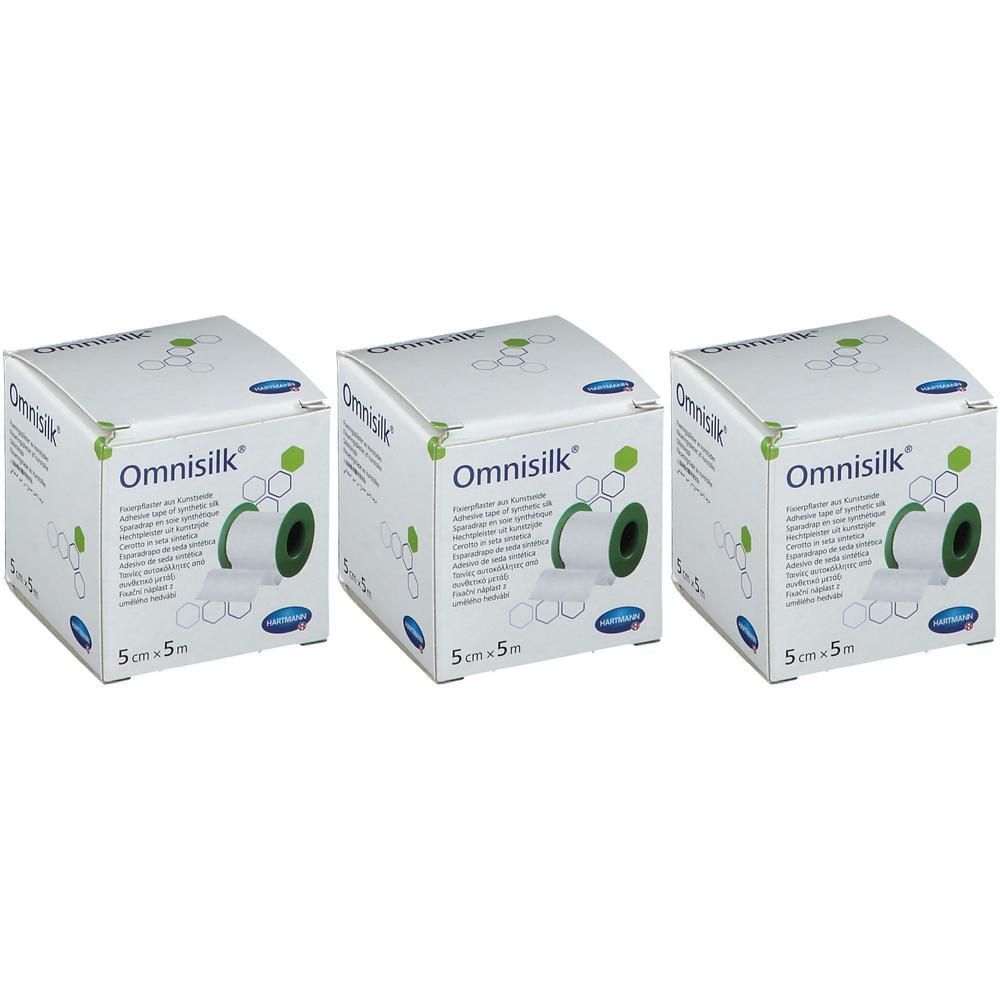 Drie pakken Hartmann Omnisilk pleister, 5cm x 5m.