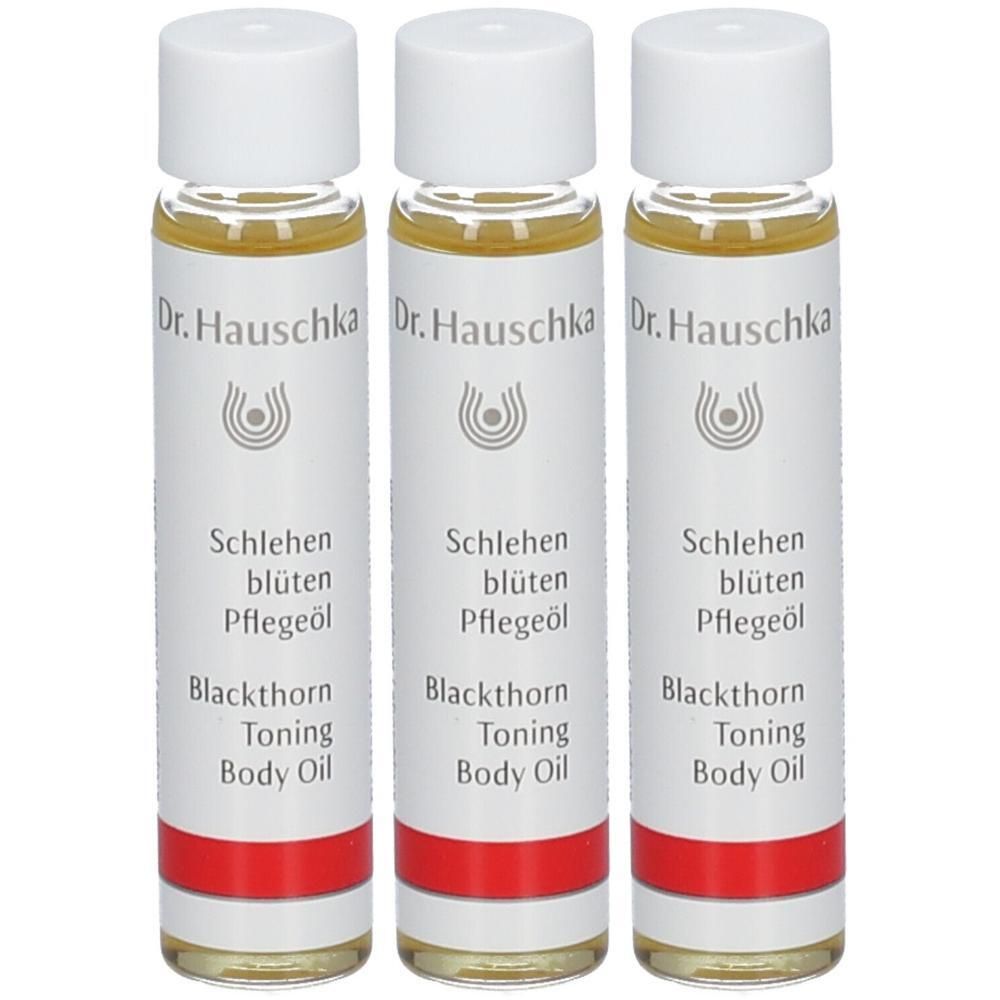 Drie flesjes Dr. Hauschka Sleedoorn Huidolie.