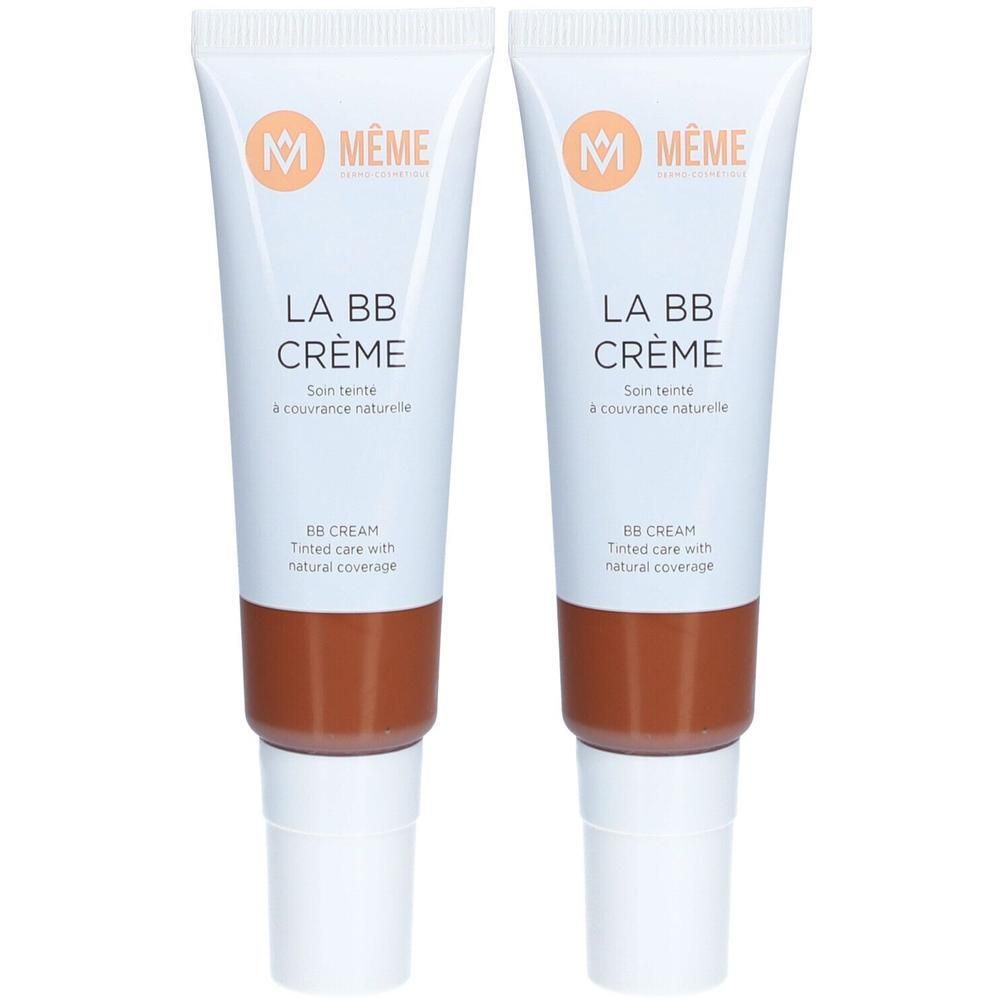 Deux tubes de Même LA BB CRÈME, teinte foncée, soin teinté à couvrance naturelle.
