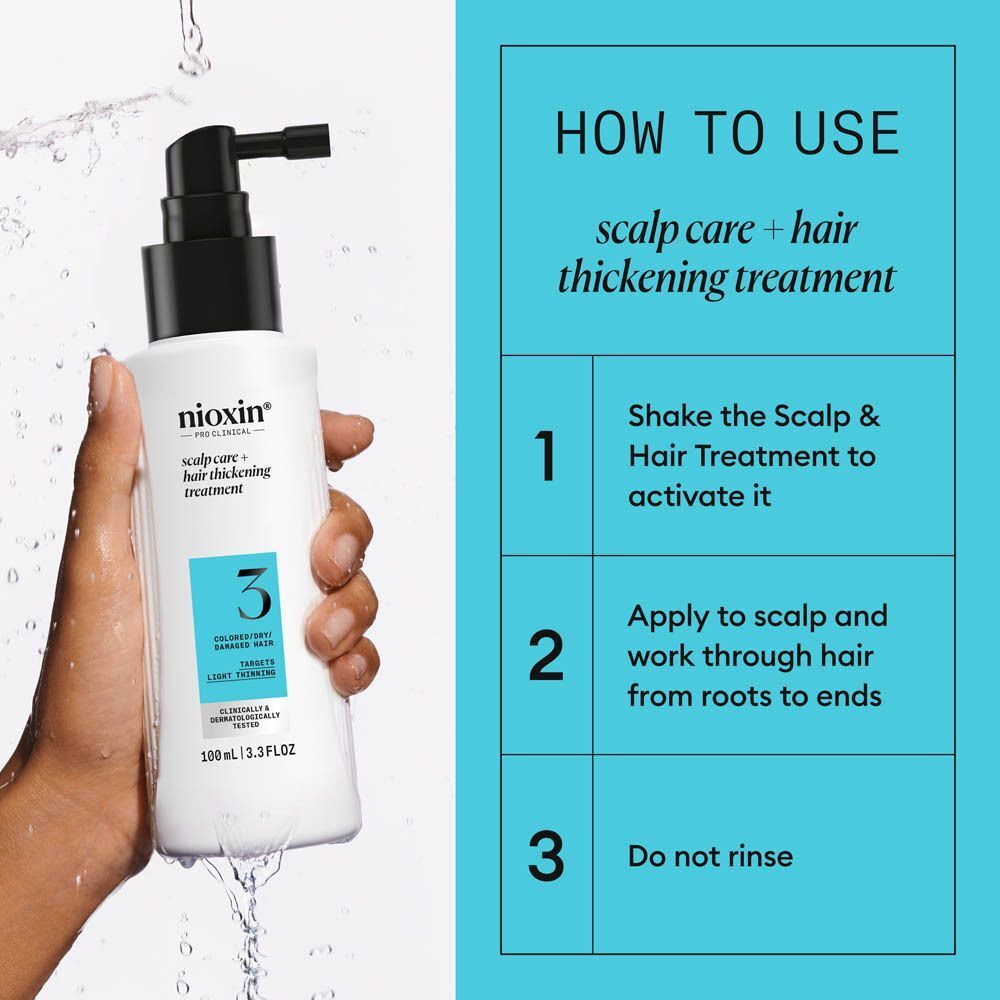 Nioxin Scalp & Hair Thickening Treatment fles met pompdispenser.