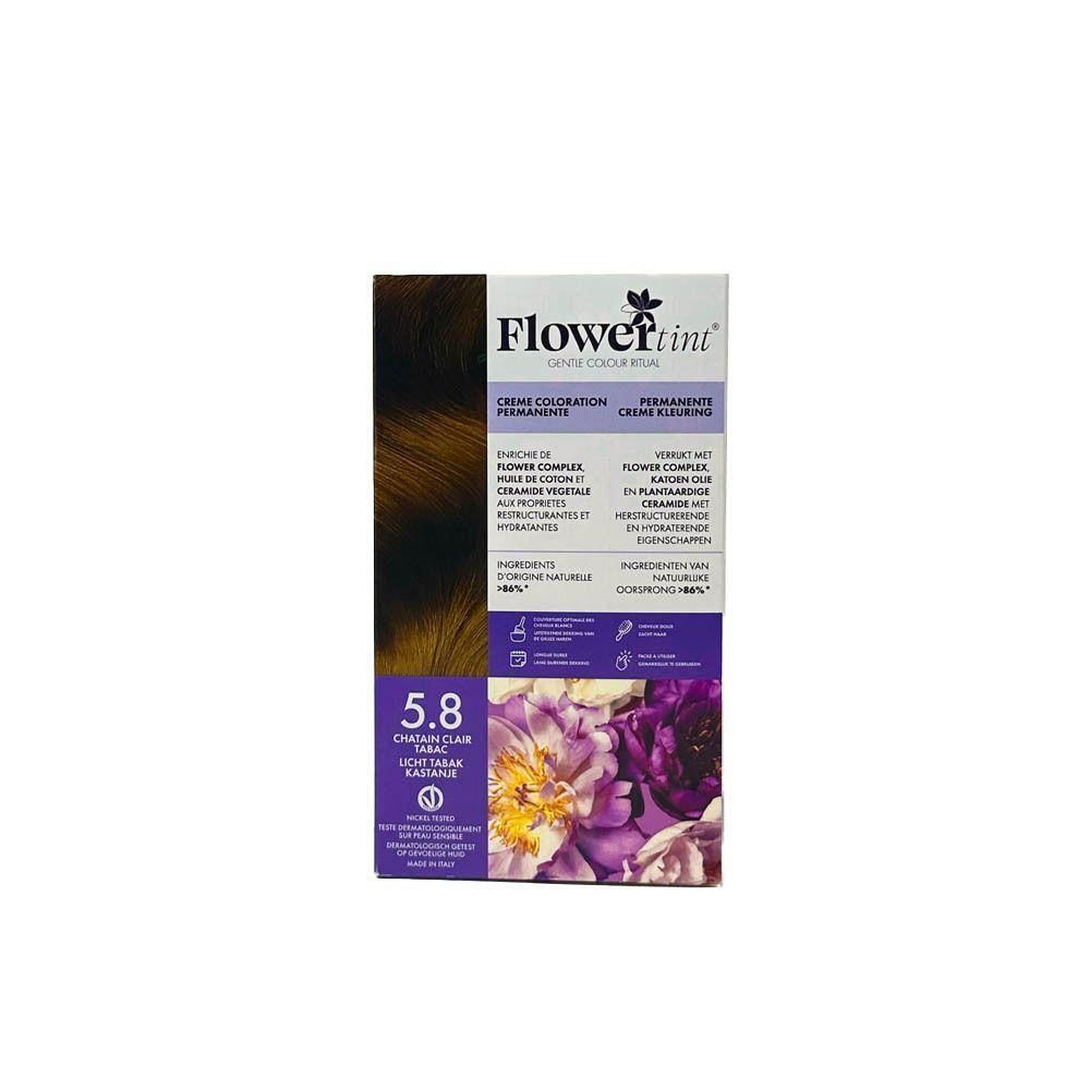 Boîte de coloration permanente FlowerTint® 5.8 Châtain Clair Tabac.