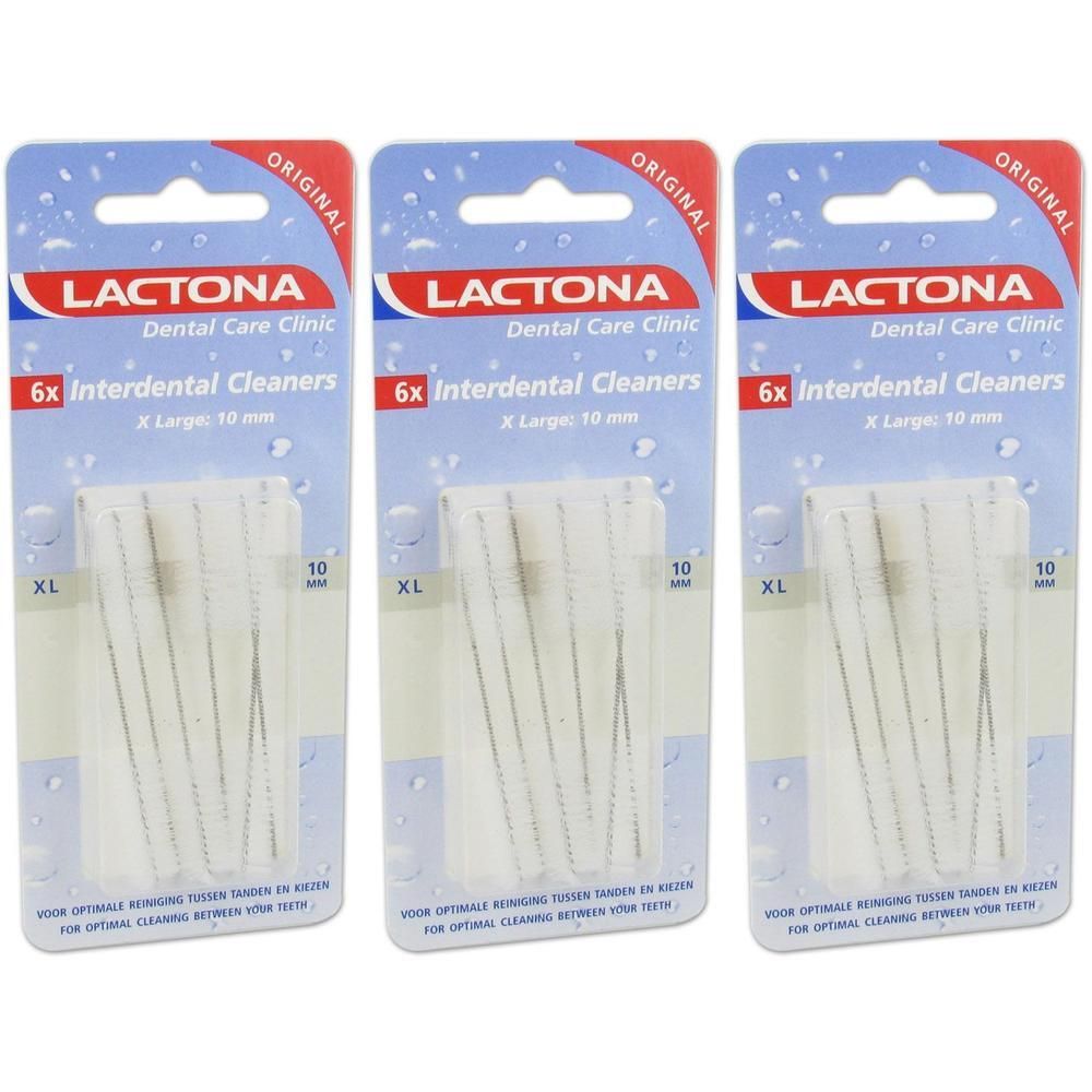 Trois paquets de nettoyants interdentaires Lactona, X Large, 10 mm.