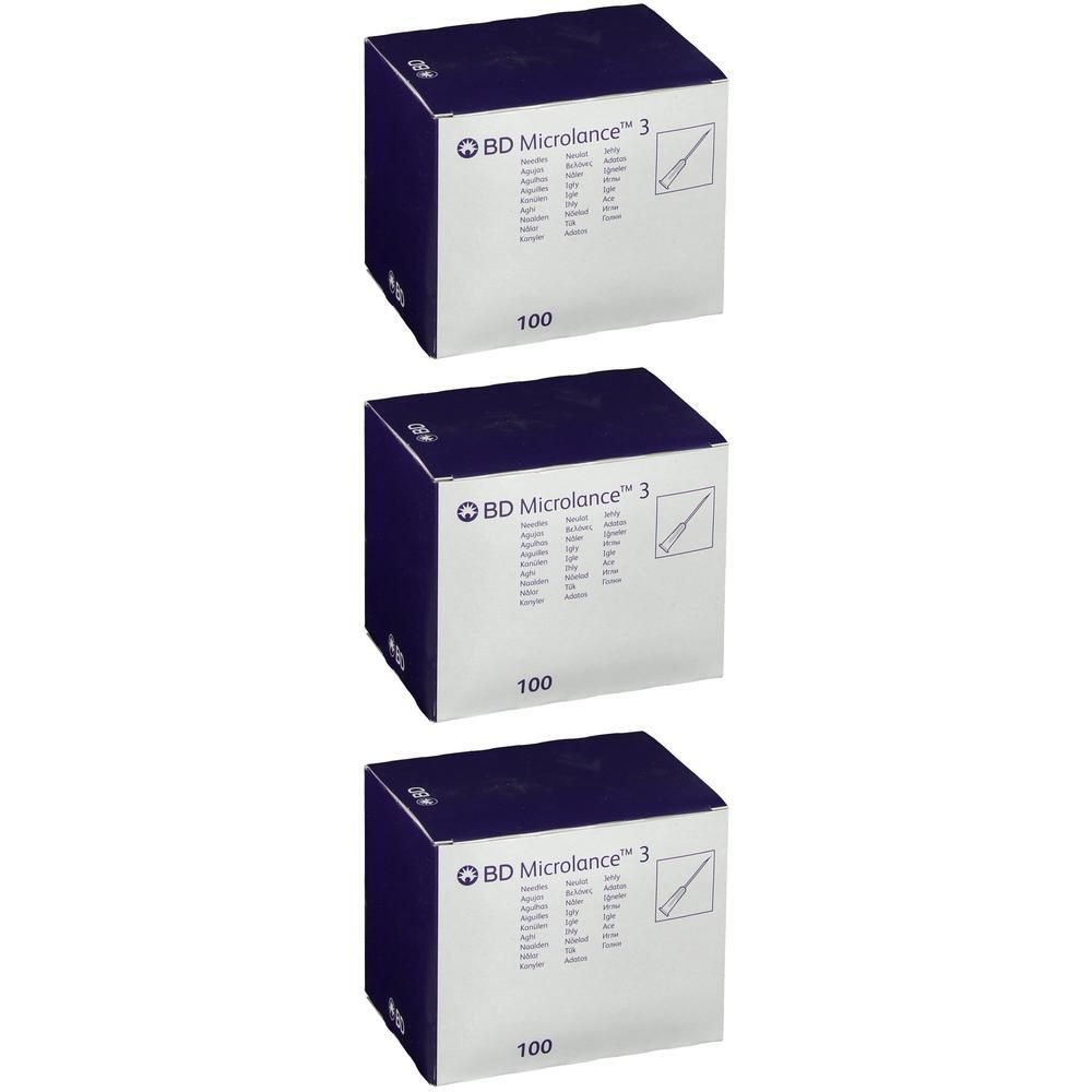 Trois boîtes BD Microlance 3, 100 unités par boîte.