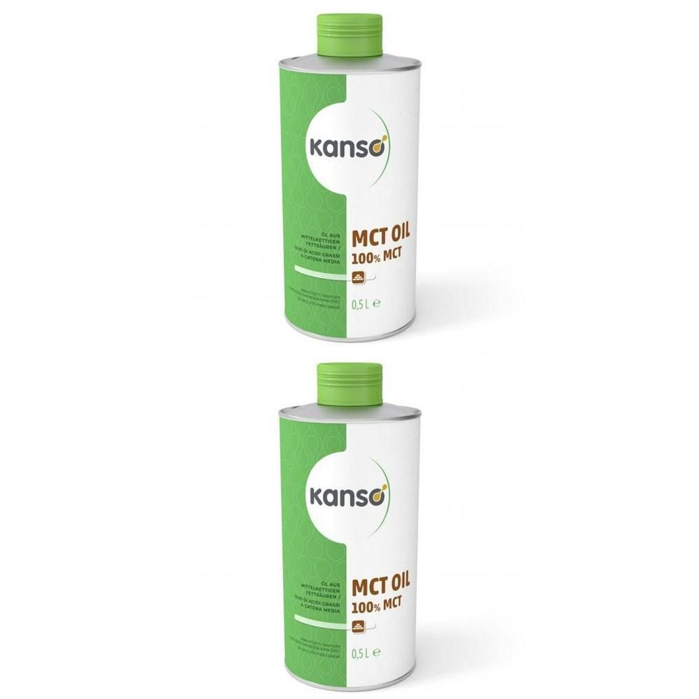 Deux bouteilles d'huile MCT Kanso, 100% MCT, 0,5L.