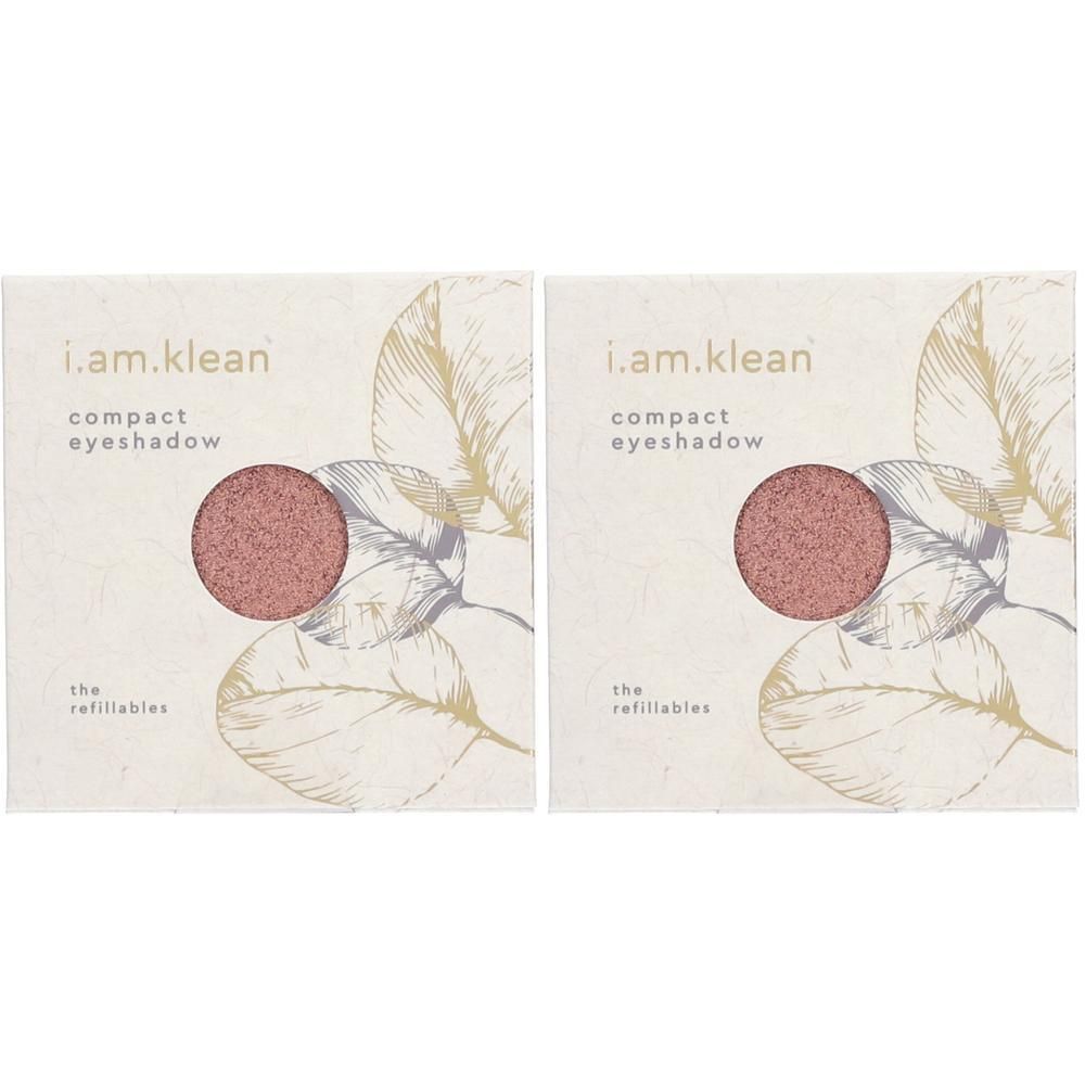 Twee verpakkingen i.am.klean compact oogschaduw, navulbaar, roze tint.