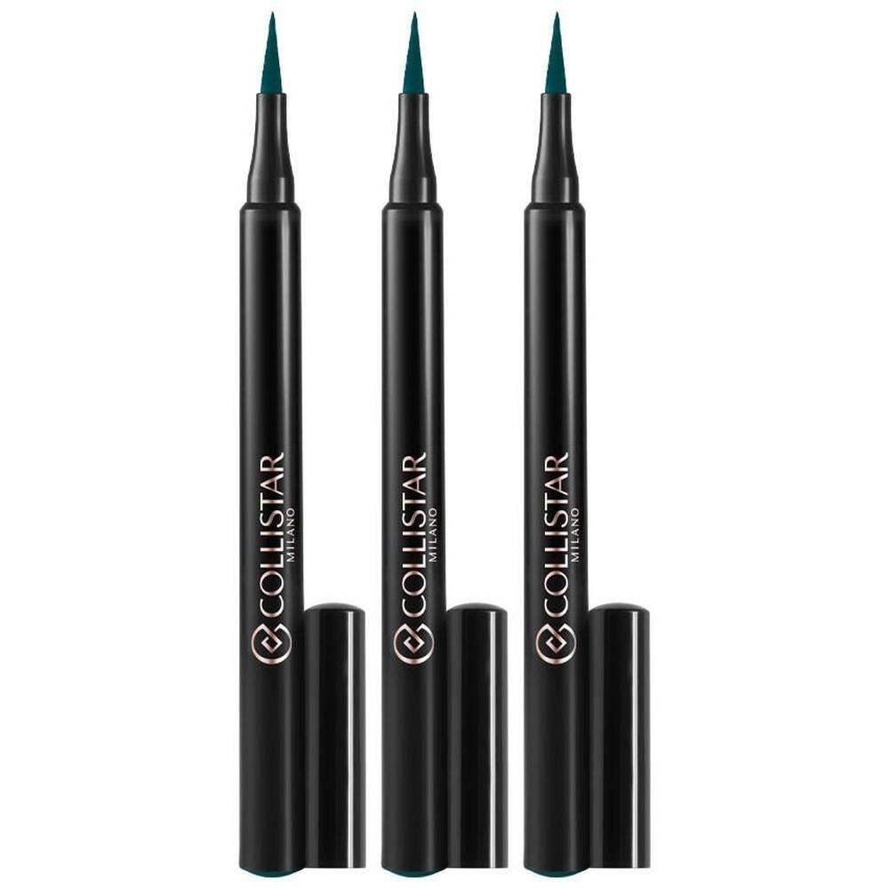 Drie zwarte eyeliners met groene punt en dop.