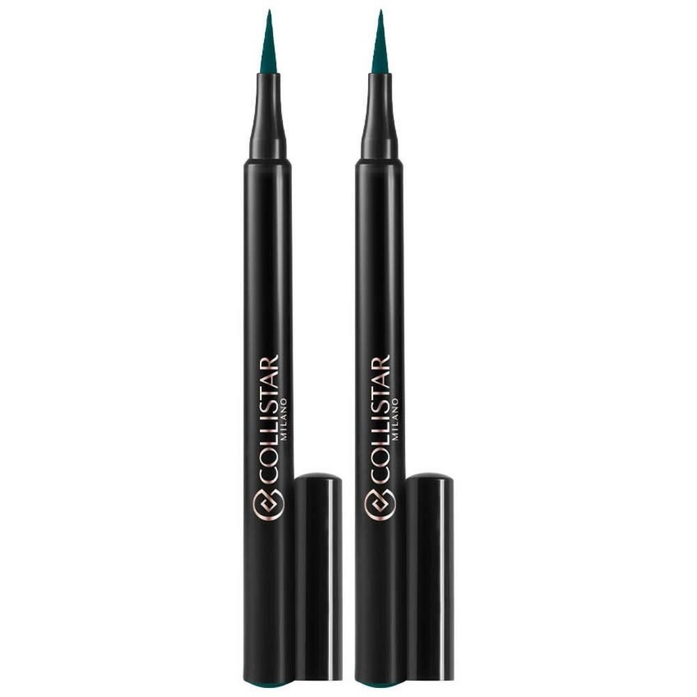 Twee zwarte eyeliners met groene punt en dop.