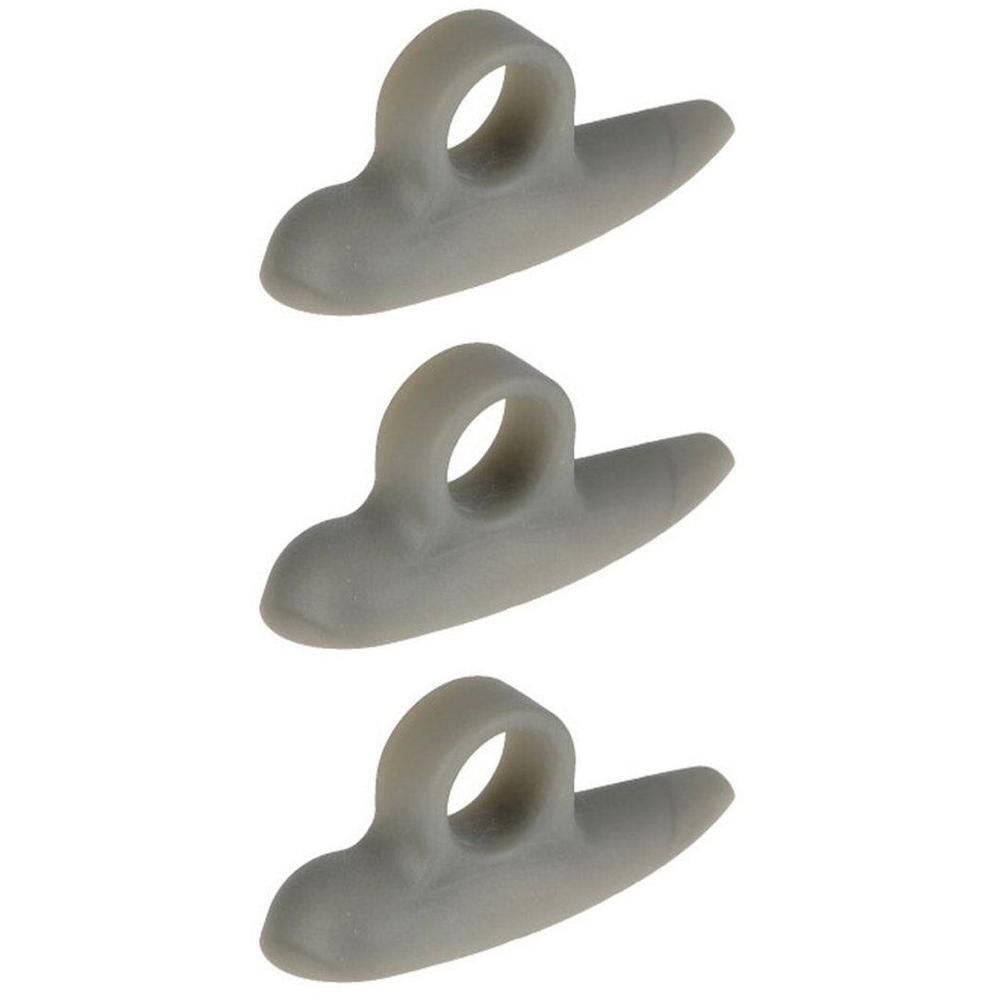 Drie grijze siliconen teen Spreiders, elk om een teen om deze te scheiden.