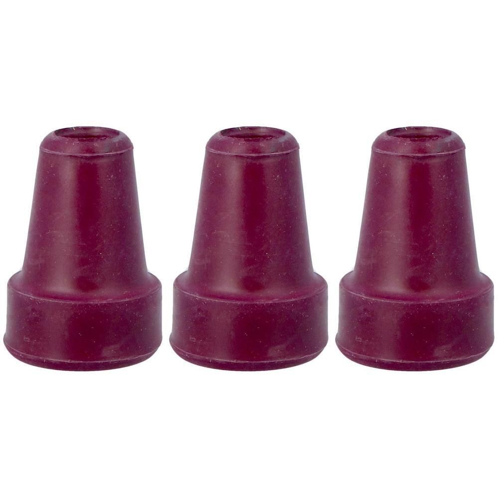Trois embouts de béquille en caoutchouc aubergine de 17 mm de diamètre intérieur.
