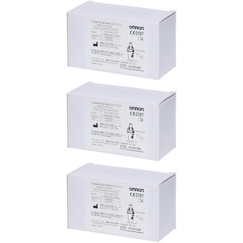 Trois boîtes blanches Omron Vernebler Set avec marquage CE0197.
