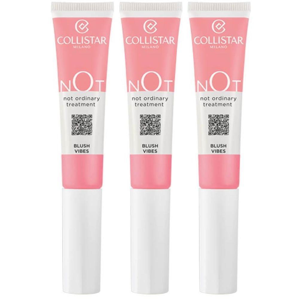 Drie tubes Collistar NOT Blush Vibes in roze. Elke tube heeft een witte applicator en toont de merknaam en productinformatie.