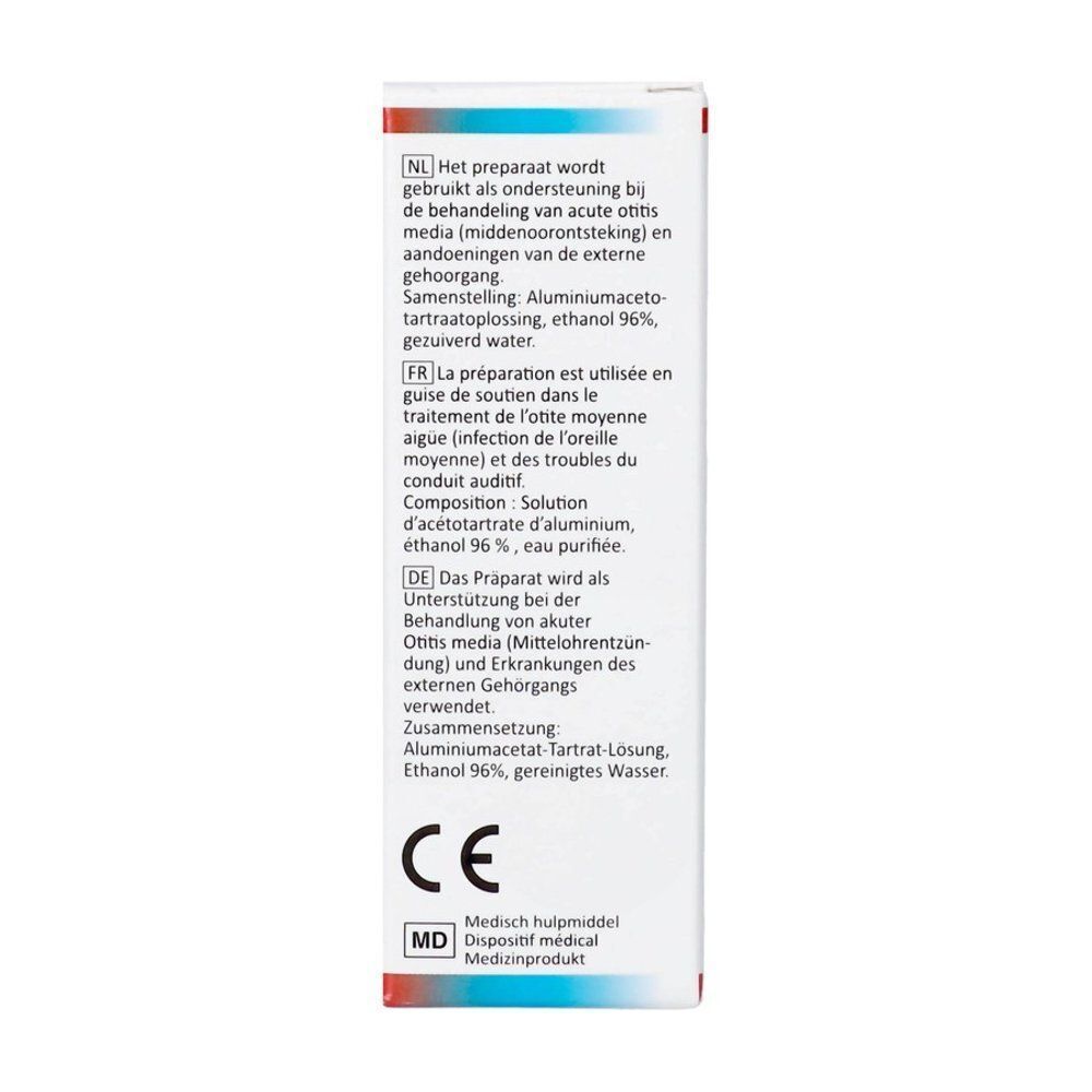 Vue latérale d'une boîte avec informations multilingues, marquages CE et MD.