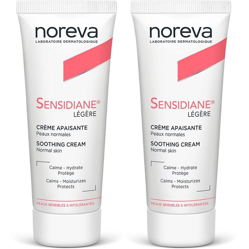 Twee tubes Noreva Sensidiane Lichte Kalmerende Crème voor normale, intolerante huid.