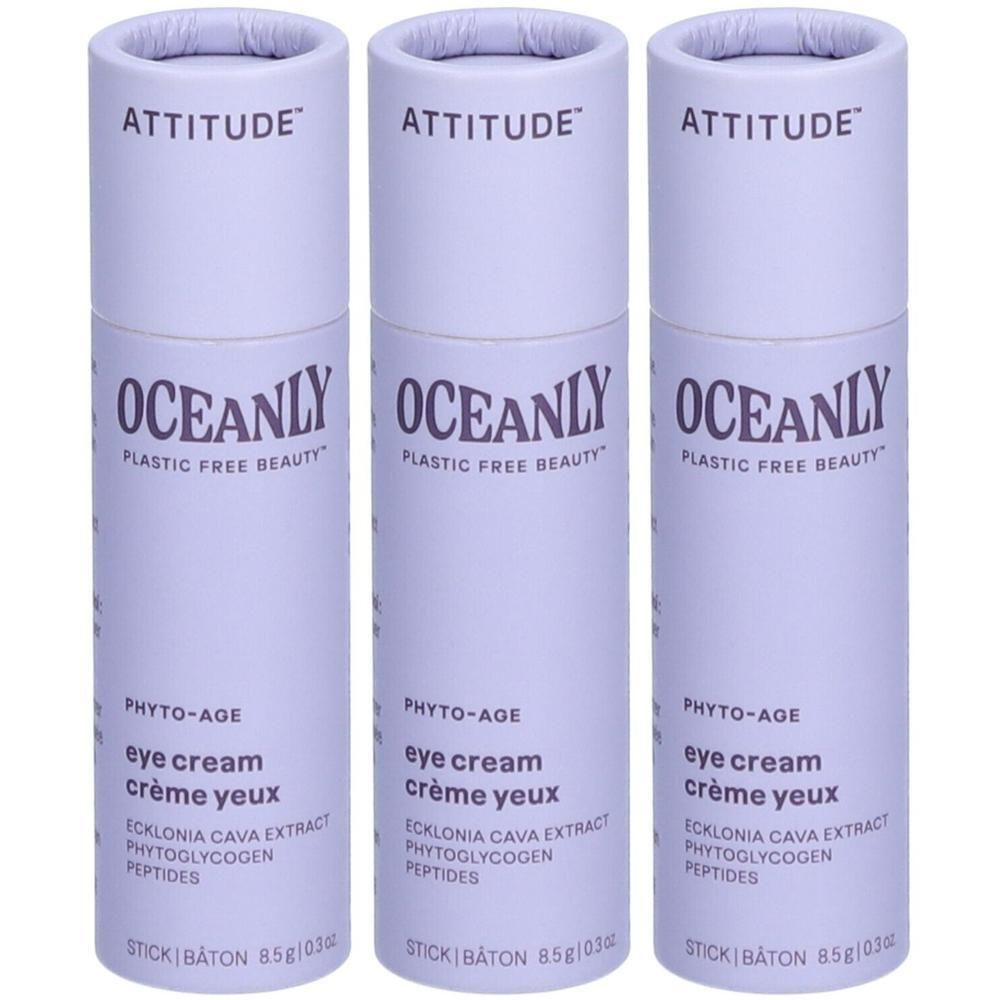 Trois sticks de crème pour les yeux Phyto-Age Attitude Oceanly avec extrait d'Ecklonia Cava.