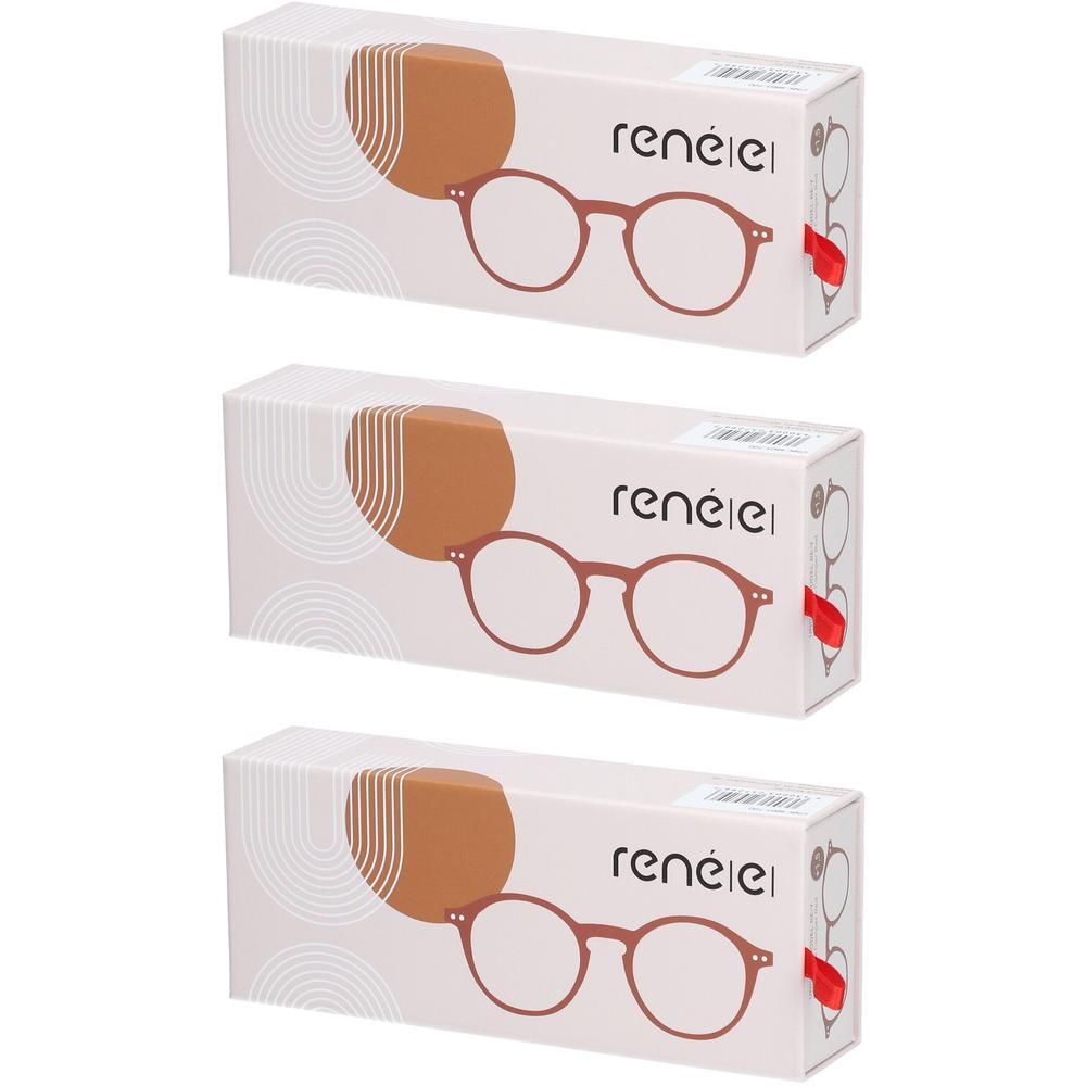 Deux paquets de lunettes de lecture rouges, chacun avec une pochette de protection.