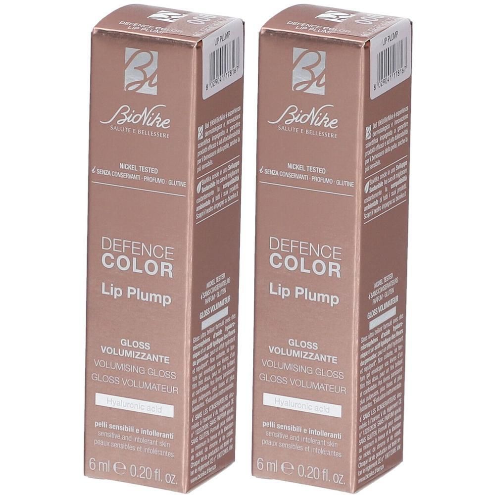 BioNike Defense Color Lip Plump, 2x 6ml. Nikkel getest, zonder conserveermiddelen, geurstoffen, gluten.