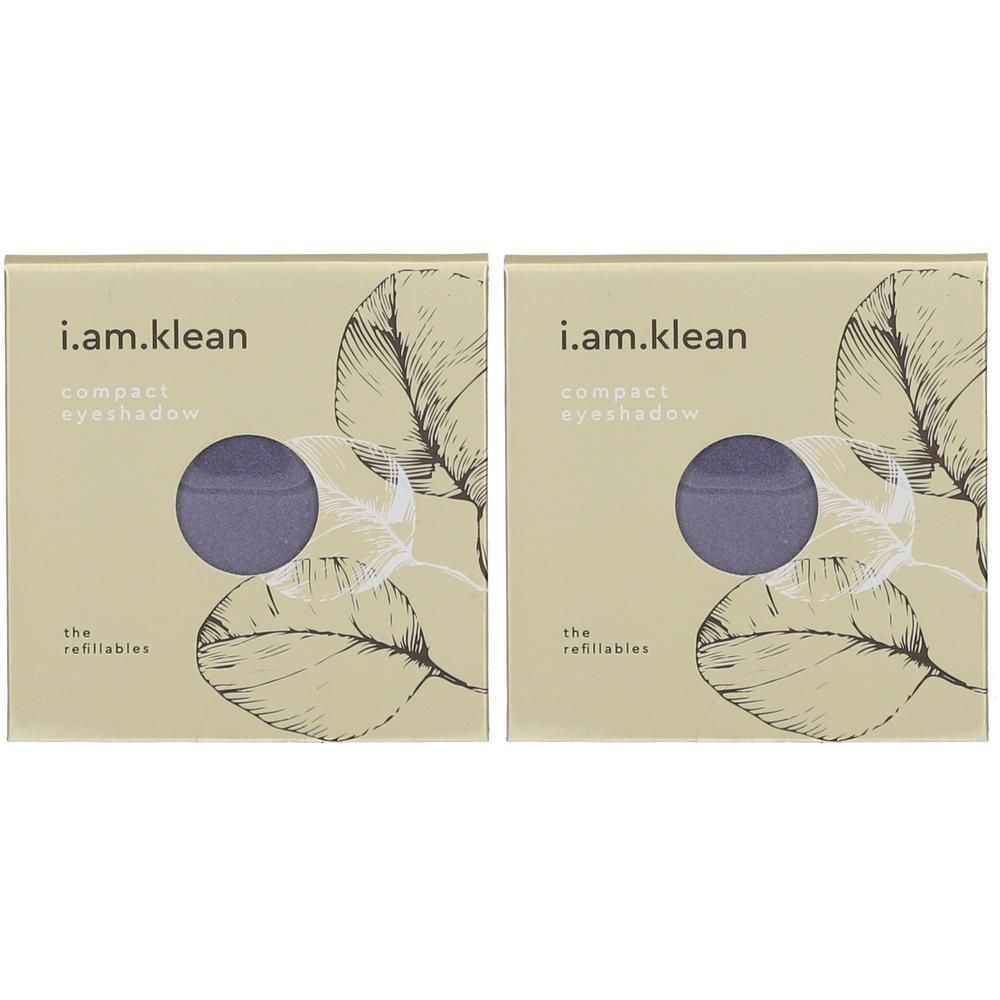 Twee i.am.klean Compact Eyeshadow Viola, verpakt in doosjes met bladerenmotief.