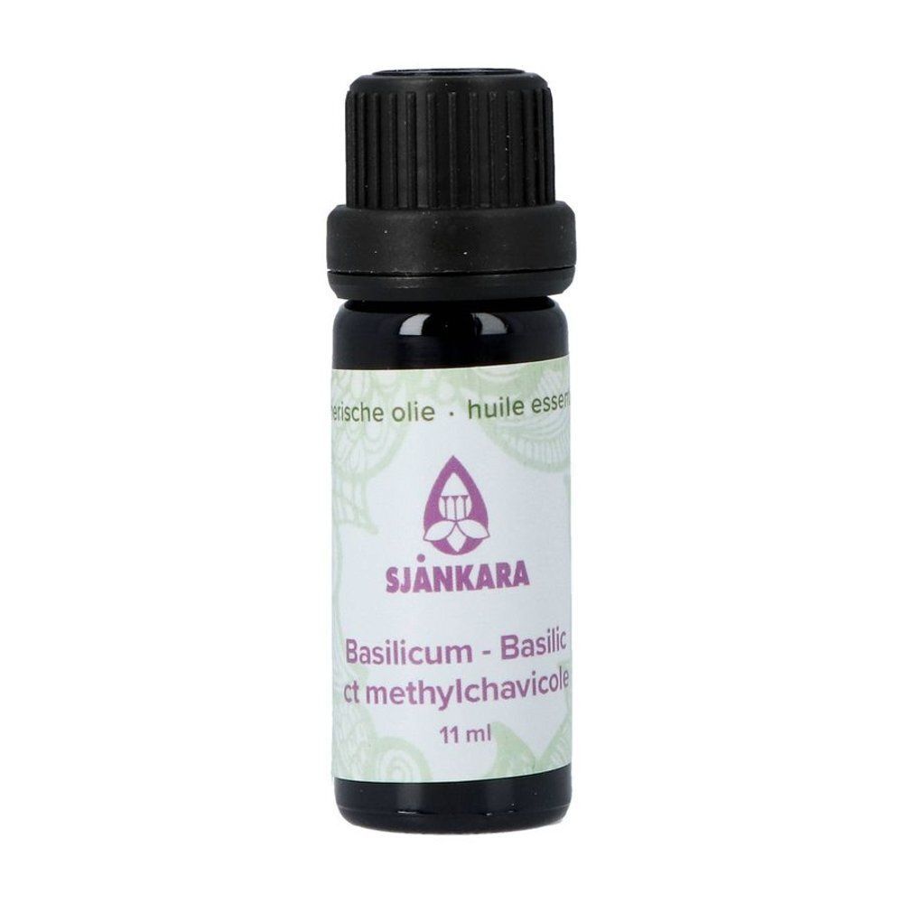 Een flesje biologische etherische Basilicumolie Methylchavicol, 11 ml.