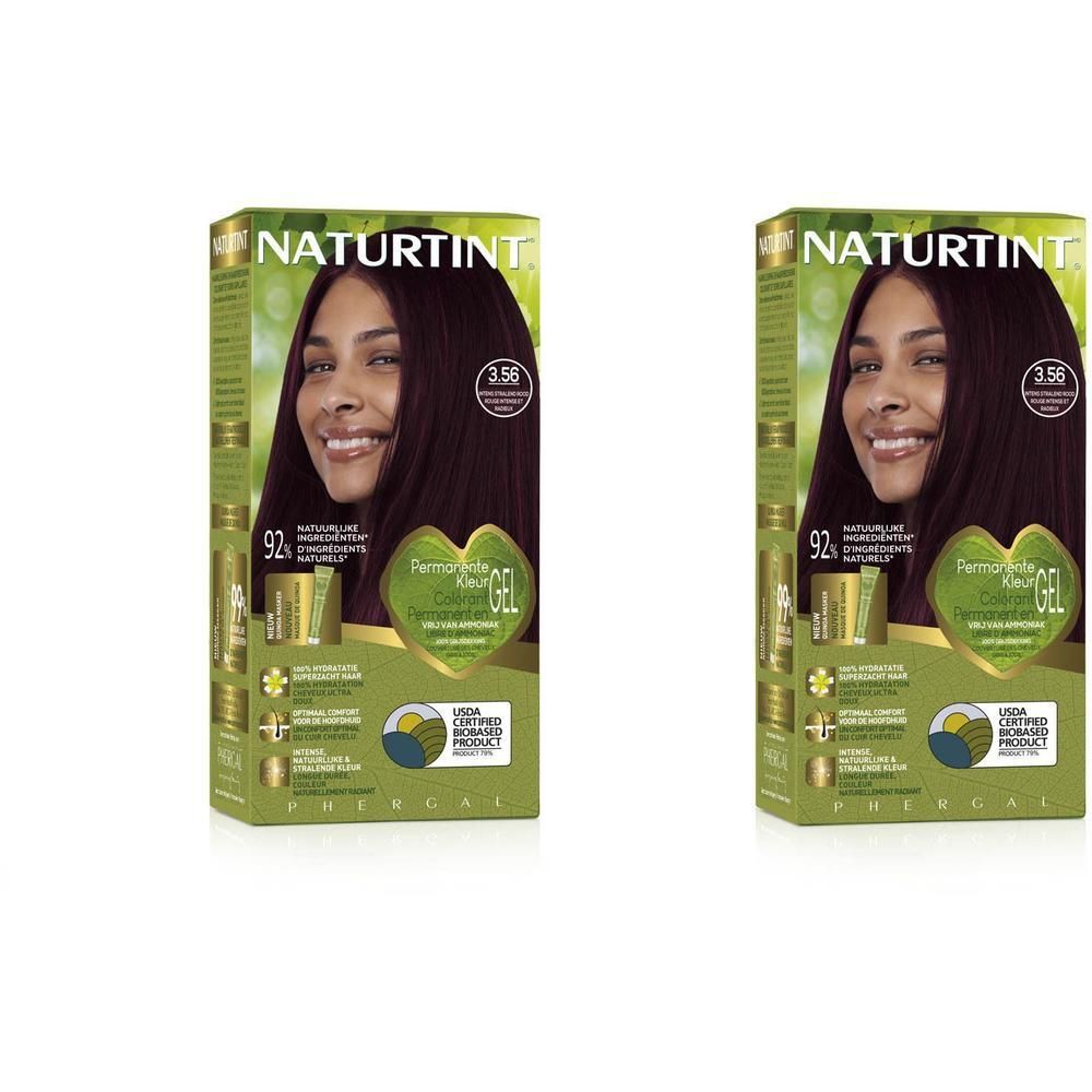 Twee pakken Naturtint 3.56 Intense Radiant Red Permanente Kleuring.