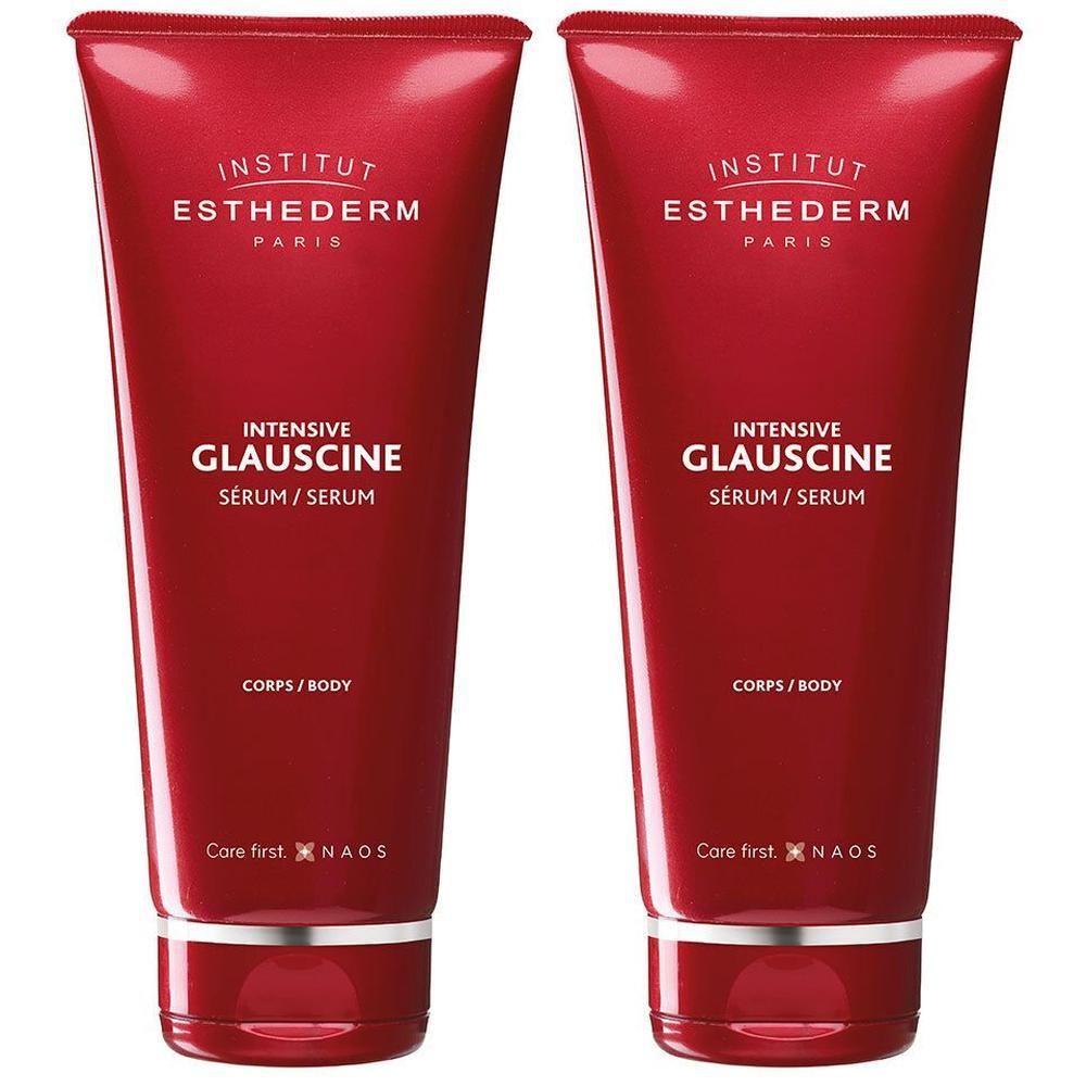 Deux tubes rouges Institut Esthederm Intensive Glauscine Sérum pour le corps.