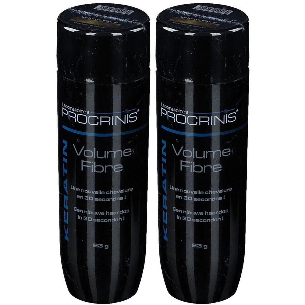 Deux flacons de Procrinis Volume Fibre Poudre de fibres capillaires kératine, 23g chacun.