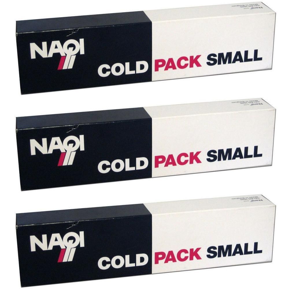 Trois paquets de NAQI Cold Pack Small, noir et blanc.