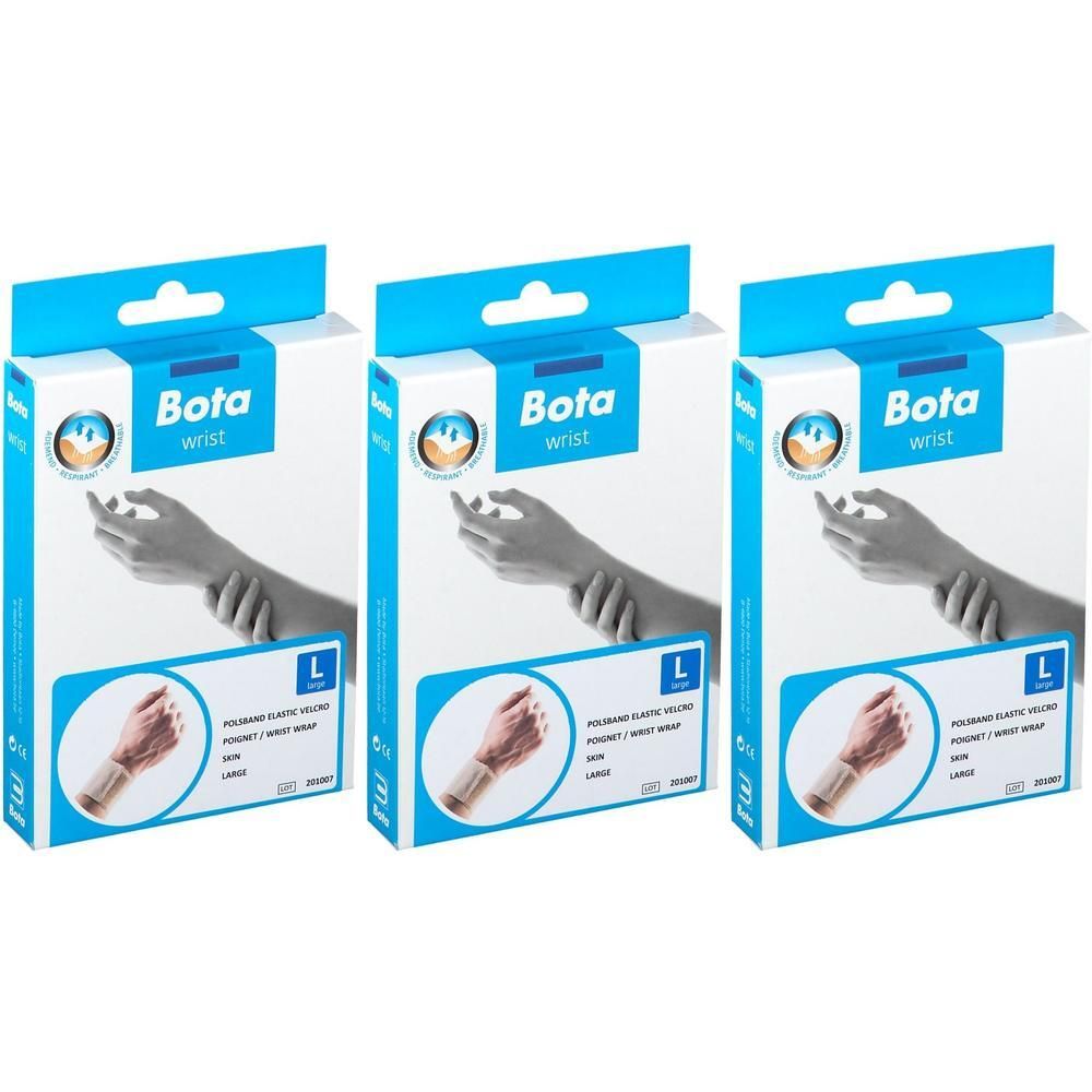Drie verpakkingen Bota Polsband Klittenband, maat L.