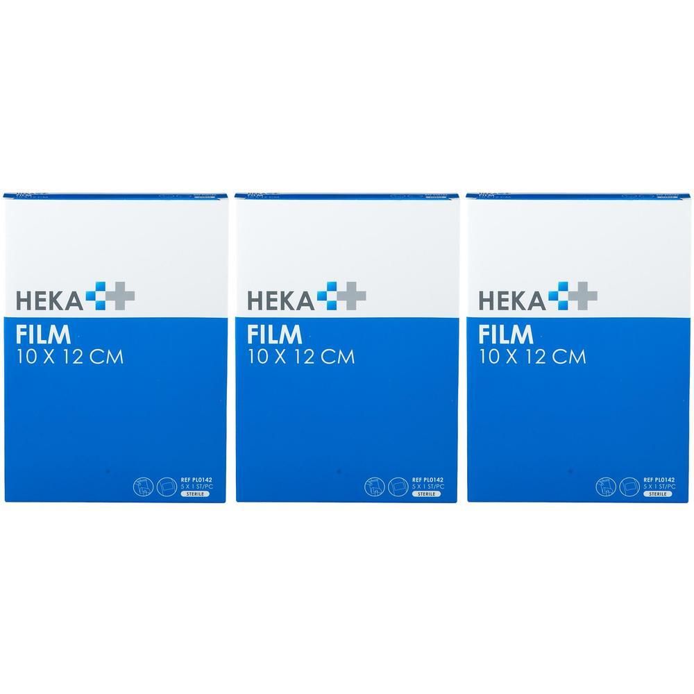 Drie pakken Heka Film Wondfolie, elk 10 x 12 cm.
